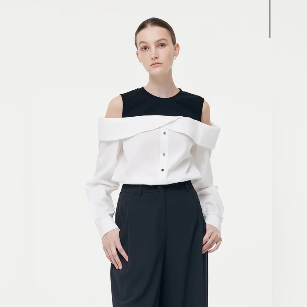 Cold Shoulder Color Block Women Shirt
